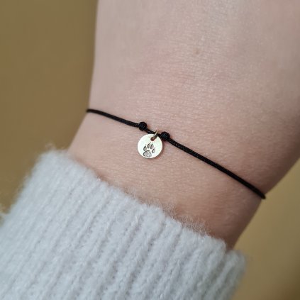 Náramek s medailonem psí tlapka- poslední příležitost, žluté zlato