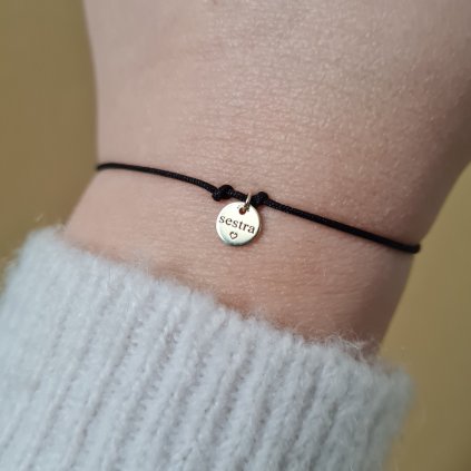 Náramek s medailonem SESTRA- poslední příležitost, žluté zlato