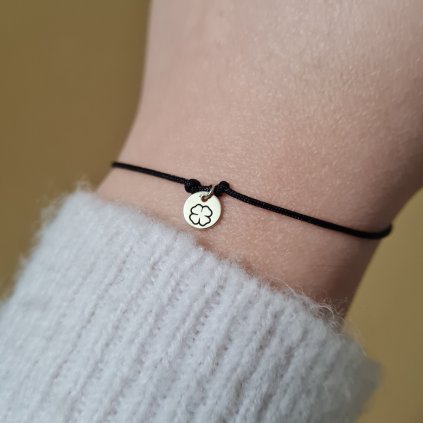 Náramek s medailonem čtyřlístek- poslední příležitost, bílé zlato