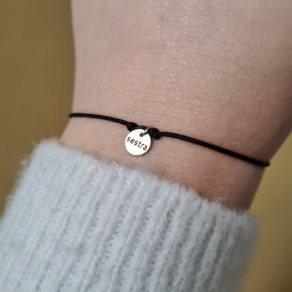 Náramek s medailonem SESTRA- poslední příležitost, bílé zlato