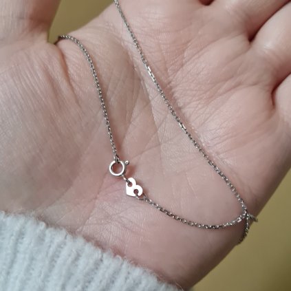 Řetízek 40 cm, srdíčko- poslední příležitost, bílé zlato