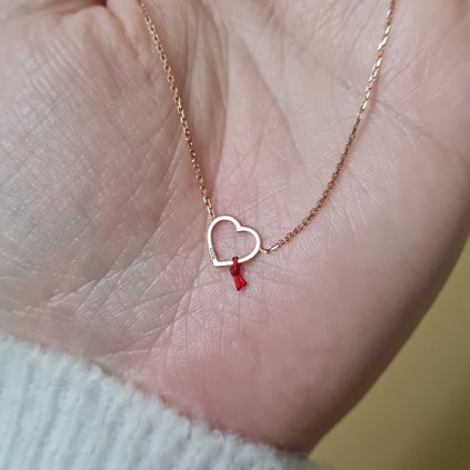 Řetízek se srdíčkem, uzlík štěstí- poslední příležitost, růžové zlato