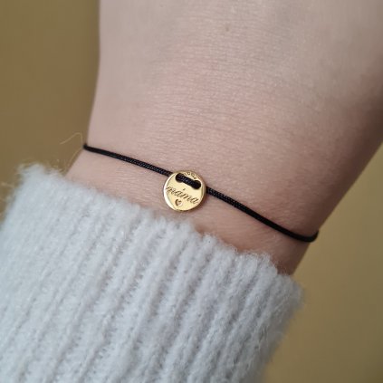 Náramek s nápisem máma- poslední příležitost, stříbro pozlacené žlutým zlatem