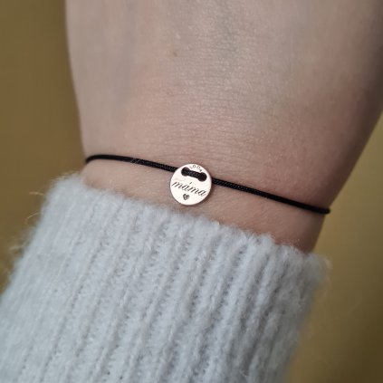 Náramek s nápisem máma- poslední příležitost, stříbro pozlacené růžovým zlatem