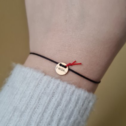 Náramek s nápisem I wish- poslední příležitost, stříbro pozlacené růžovým zlatem