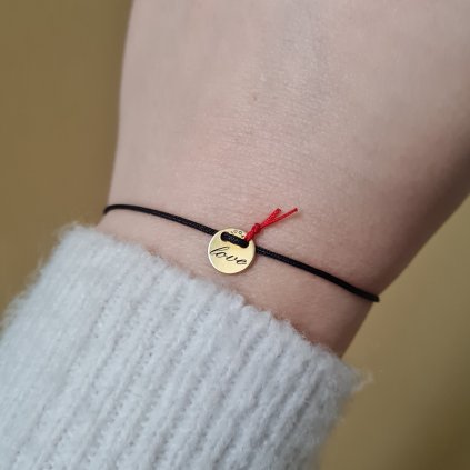 Náramek s nápisem love LOOA- poslední příležitost, stříbro pozlacené žlutým zlatem