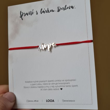 Ručně psané slovo HOPE- poslední příležitost, stříbro