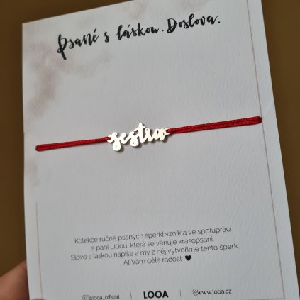 Ručně psané slovo SESTRA- poslední příležitost, stříbro