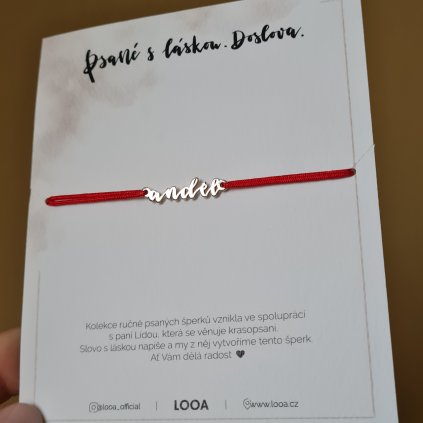 Ručně psané slovo ANDĚL- poslední příležitost, stříbro