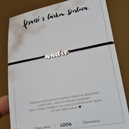 Ručně psané slovo ANDĚL- poslední příležitost, stříbro