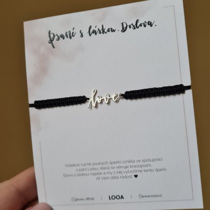 Ručně psané slovo LOVE pletený- poslední příležitost, stříbro