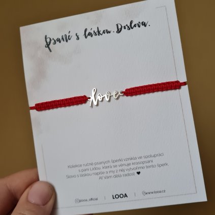 Ručně psané slovo LOVE pletený- poslední příležitost, stříbro