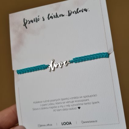 Ručně psané slovo LOVE pletený- poslední příležitost, stříbro