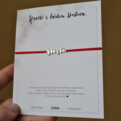 Ručně psané slovo ŠTĚSTÍ- poslední příležitost, stříbro