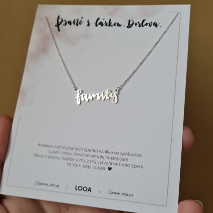 Ručně psané slovo FAMILY- poslední příležitost, stříbro