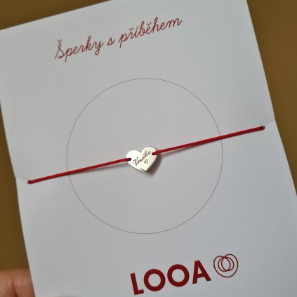 Srdíčko nápis Vnučka, náramek- poslední příležitost, stříbro