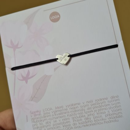 Srdíčko nápis Dcera, náramek- poslední příležitost, stříbro