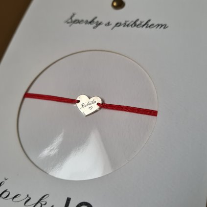 Srdíčko nápis Babička, náramek- poslední příležitost, stříbro