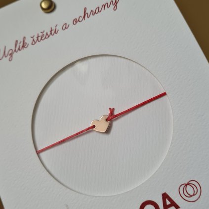 Náramek se srdíčkem uzlík štěstí, střední- poslední příležitost, růžové zlato