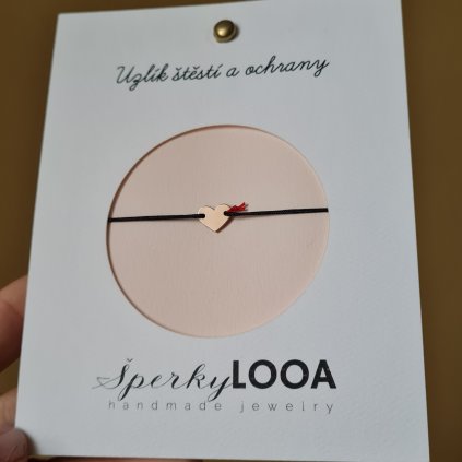 Náramek se srdíčkem uzlík štěstí, střední- poslední příležitost, růžové zlato