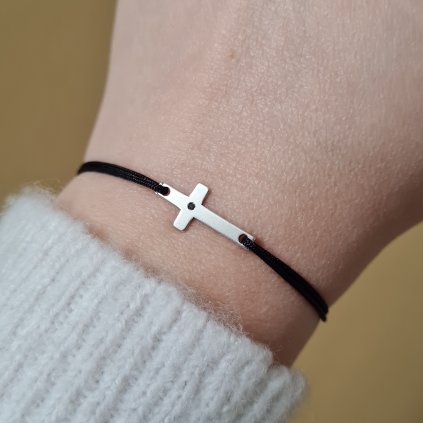 Křížek s černým diamantem, náramek- poslední příležitost, stříbro