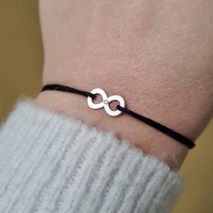 Nekonečno s diamantem, náramek- poslední příležitost, stříbro