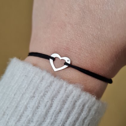 Srdíčko s diamantem, náramek- poslední příležitost, bílé zlato