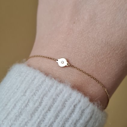 Medailon s diamantem, řetízkový náramek- poslední příležitost, žluté zlato