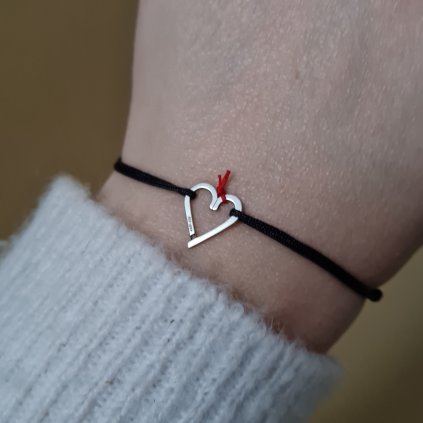 Srdíčko s uzlíkem štěstí, náramek- poslední příležitost, stříbro