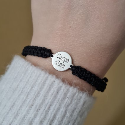 Carpe diem pletený, náramek- poslední příležitost, stříbro
