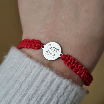 Carpe diem pletený, náramek- poslední příležitost, stříbro