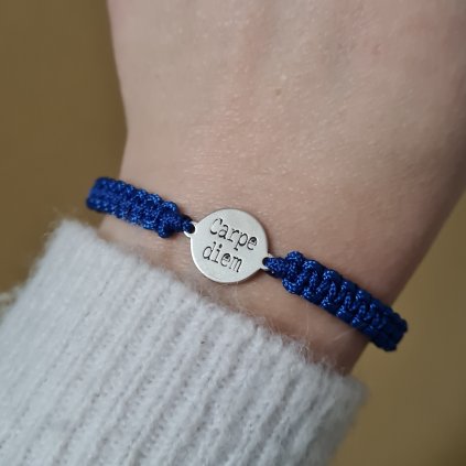 Carpe diem pletený, náramek- poslední příležitost, stříbro