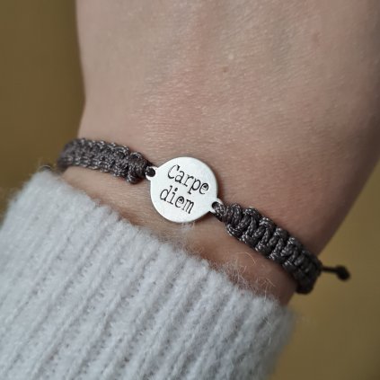 Carpe diem pletený, náramek- poslední příležitost, stříbro