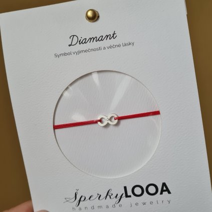 Nekonečno s diamantem, náramek- poslední příležitost, stříbro