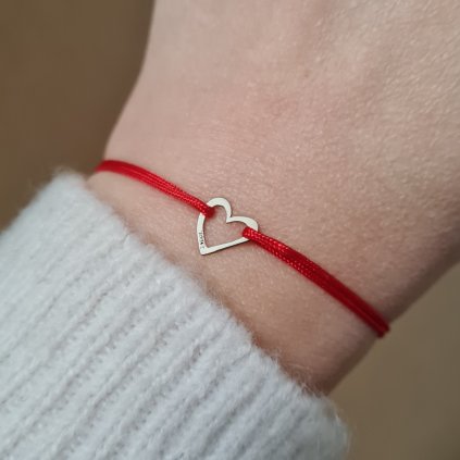 Náramek duté srdíčko LOOA- poslední příležitost, bílé zlato