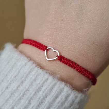 Srdíčko pletené, náramek- poslední příležitost, stříbro
