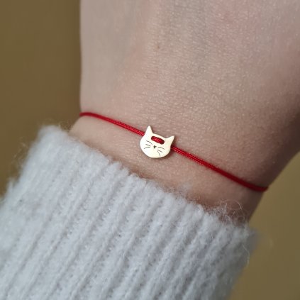 Náramek kočka- poslední příležitost, stříbro pozlacené žlutým zlatem