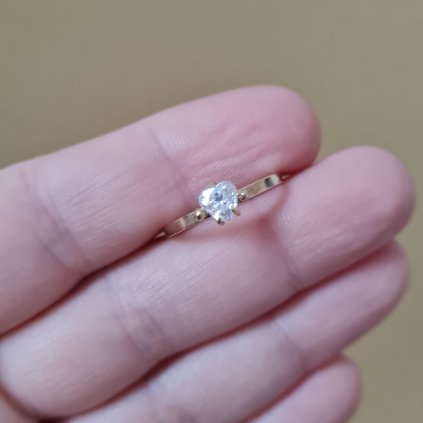 Prsten se zirkonem srdíčko 54- poslední příležitost, žluté zlato