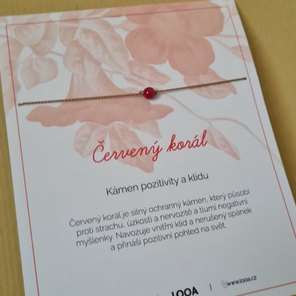 Červený korál, kámen pozitivity a klidu- poslední příležitost, hedvábí/stříbro