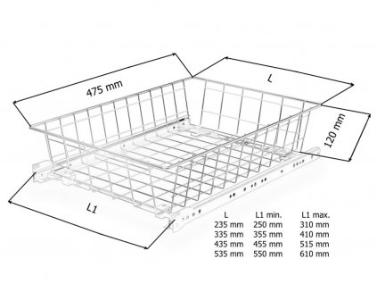 vysuvny satni kos na obleceni technicky obrazek