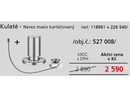 Set 118981 + 226540 universální excentr Z - STYLE táhlo kulaté nerez masiv kartáčovaný