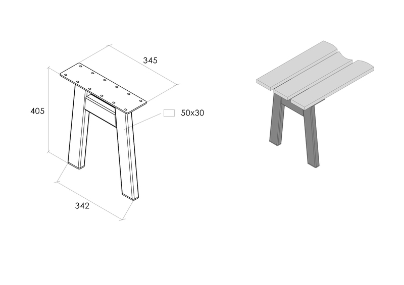 In-Design Podnož k lavici H, výška 405 černá Industry