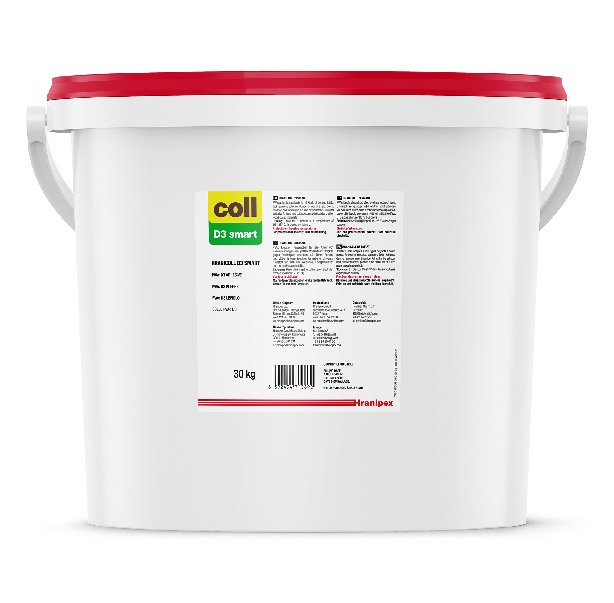 Levně Disperzní lepidlo Hranipex Hranicoll D3 Smart Balení: 30 Kg vědro