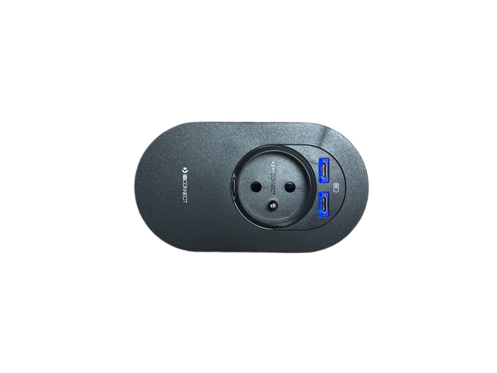 Levně IBConnect Elektro zásuvka Orbit matná černá - různé konfigurace Konfigurace elektrozásuvky: 1x230V + 2xUSB nab. C
