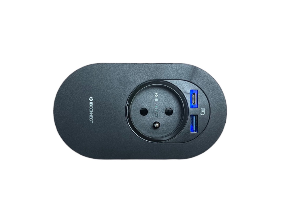 Levně IBConnect Elektro zásuvka Orbit matná černá - různé konfigurace Konfigurace elektrozásuvky: 1x230V + USB nab. A+C