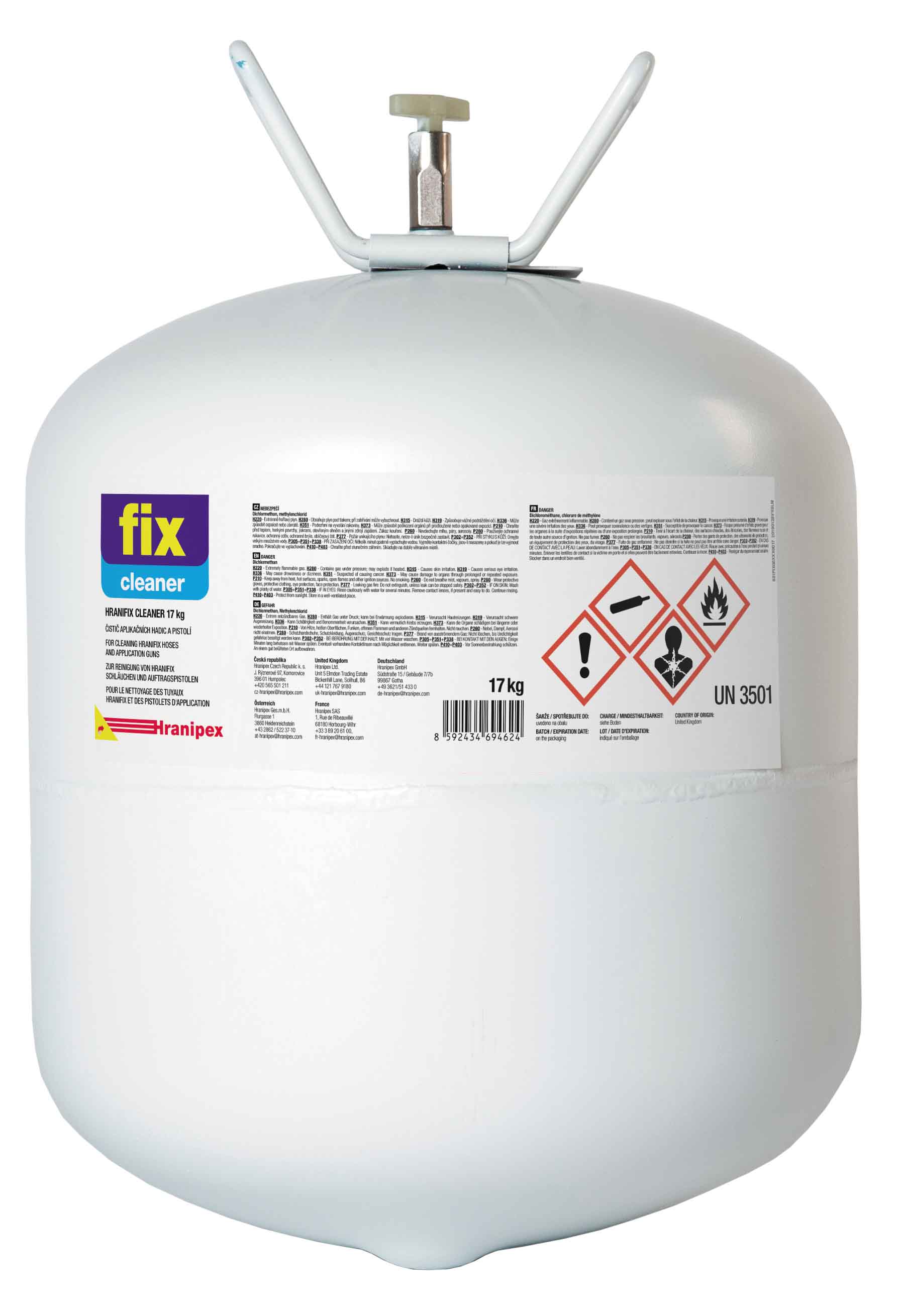 Levně Hranipex Hranifix cleaner - čistič kontaktních lepidel - tlaková láhev 17 Kg