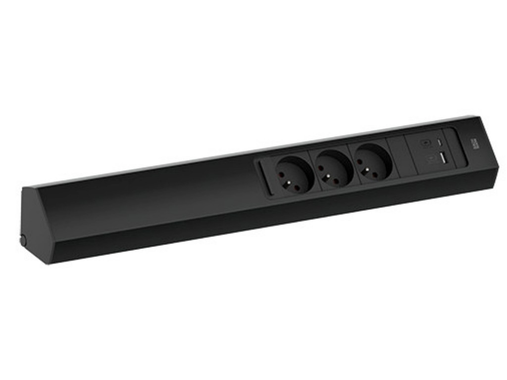 Levně Zásuvková lišta Bachmann Casia 2 dlouhá - černá Konfigurace elektrozásuvky: 3x230V + USB nab. A+C