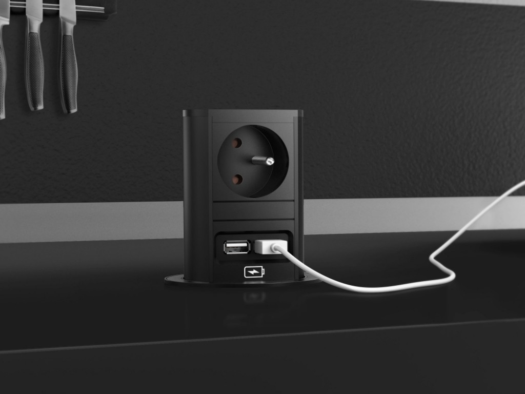 Levně Elektro zásuvka Bachmann Elevator 928.090 černý s USB nabíječkou