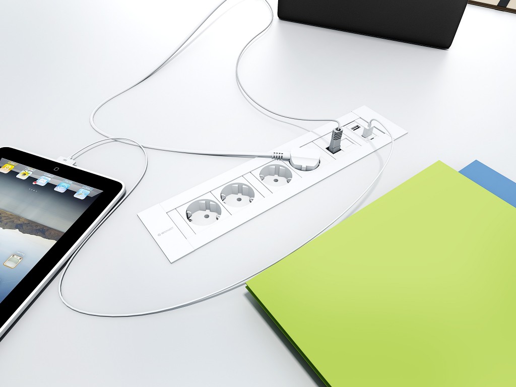 Levně IBConnect Vestavná zásuvka INTRO bílá - různé konfigurace Konfigurace elektrozásuvky: 1x230V + 2xModul