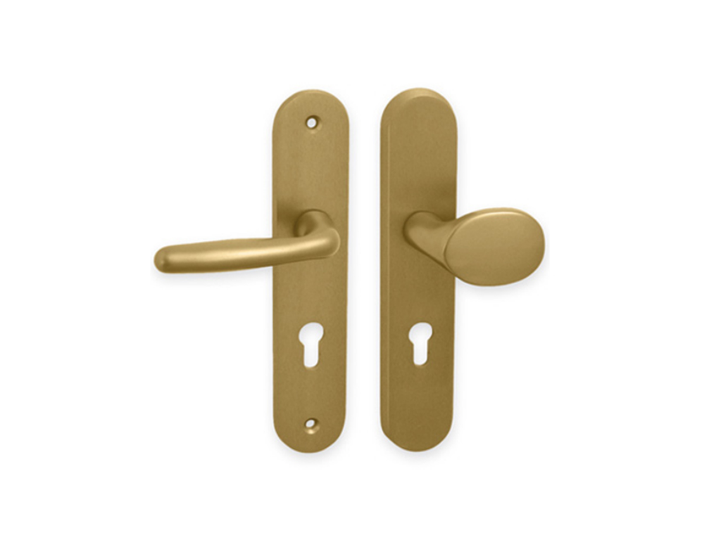 Levně In-Design Bezpečnostní klika Standard oválný štít rozteč 72 mm bronz Provedení štítu: Madlo/klika